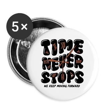 Vintage Uhr – Römische Zahlen Retro Design - Buttons groß 56 mm (5er Pack) - Weiß - Vorne