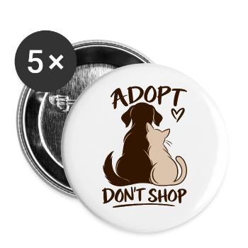 Adopt Don’t Shop Dog & Cat - Buttons groß 56 mm (5er Pack) - Weiß - Vorne