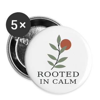 Rooted in Calm – Botanische Ruhe - Buttons groß 56 mm (5er Pack) - Weiß - Vorne