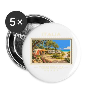 Italien Torre Rinalda Camping Vintage Reisemarke - Buttons groß 56 mm (5er Pack) - Weiß - Vorne