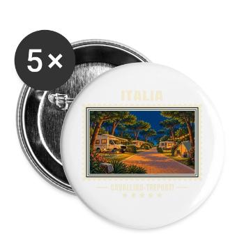 Italien Cavallino Sommernacht Camping Vintage - Buttons groß 56 mm (5er Pack) - Weiß - Vorne