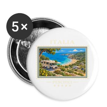 Italien Peschici Camping Vintage Reisemarke - Buttons groß 56 mm (5er Pack) - Weiß - Vorne