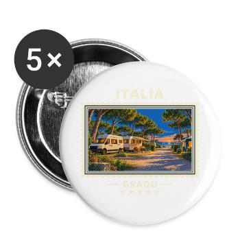 Italien Grado Europa Camping Vintage Reisemarke - Buttons groß 56 mm (5er Pack) - Weiß - Vorne