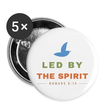 Led by the Spirit – Romans 8:14 Dove - Buttons groß 56 mm (5er Pack) - Weiß - Vorne