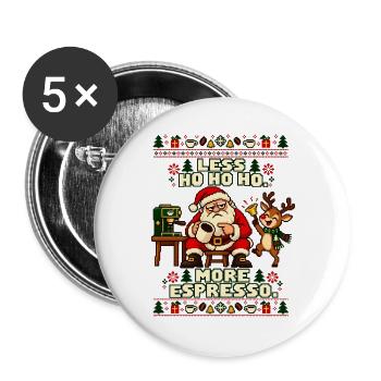 Weihnachten Espresso Kaffee Santa - Buttons groß 56 mm (5er Pack) - Weiß - Vorne