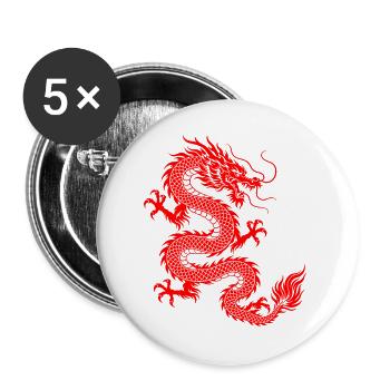 Rote chinesische Drachen-Silhouetten-Kunst - Buttons groß 56 mm (5er Pack) - Weiß - Vorne