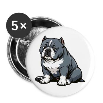 American Bully Bully Pit Bullys Bullybesitzer - Buttons groß 56 mm (5er Pack) - Weiß - Vorne