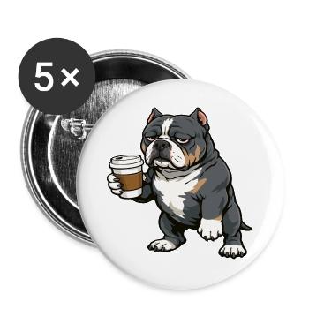 American Bully Bully Pit Bullys Bullybesitzer  - Buttons groß 56 mm (5er Pack) - Weiß - Vorne