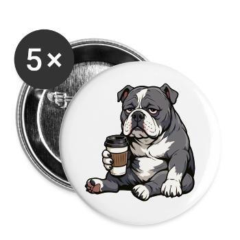 American Bully Bully Pit Bullys Bullybesitzer  - Buttons groß 56 mm (5er Pack) - Weiß - Vorne