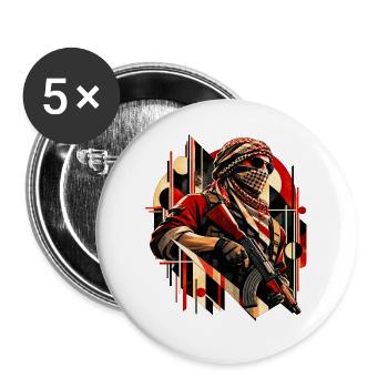Kaempfer Motiv - Geschenk für Taktik Gamer - Buttons groß 56 mm (5er Pack) - Weiß - Vorne