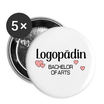 Logopädin Logopädie Bachelor - Buttons groß 56 mm (5er Pack) - Weiß - Vorne