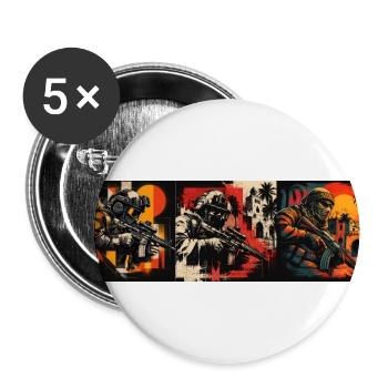 Gamer Motiv Ego Shooter - Geschenk für Zocker - Buttons groß 56 mm (5er Pack) - Weiß - Vorne
