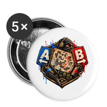 Gamer Motiv  Taktik Shooter Desin Gesch Nerd Gamer - Buttons groß 56 mm (5er Pack) - Weiß - Vorne