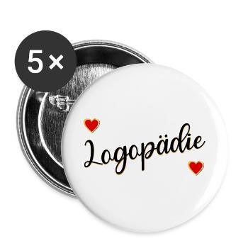 Logopädie - Buttons groß 56 mm (5er Pack) - Weiß - Vorne