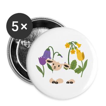 Lamm Blumen Kinder Geschenkidee - Buttons groß 56 mm (5er Pack) - Weiß - Vorne