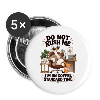 Kaffeezeit Büro Entschleunigung - Buttons groß 56 mm (5er Pack) - Weiß - Vorne