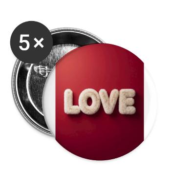 Unscharfe Liebesbriefe auf Rot - Buttons groß 56 mm (5er Pack) - Weiß - Vorne