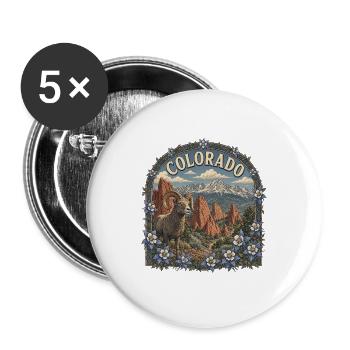 Colorado – USA State National Park Vintage Art - Buttons groß 56 mm (5er Pack) - Weiß - Vorne