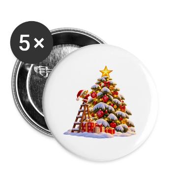 Winterlicher Weihnachtsbaum mit Stern Wenuma  - Buttons groß 56 mm (5er Pack) - Weiß - Vorne