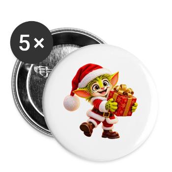 Wenuma mit Weihnachtsgeschenk - Buttons groß 56 mm (5er Pack) - Weiß - Vorne