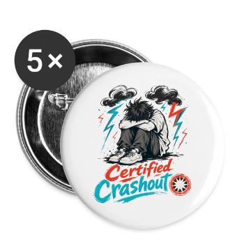 Certified Crashout Sturmruhe - Buttons groß 56 mm (5er Pack) - Weiß - Vorne