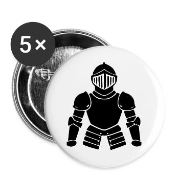 Ritterrüstung schwarz Ritter Mittelalter Geschenk - Buttons groß 56 mm (5er Pack) - Weiß - Vorne