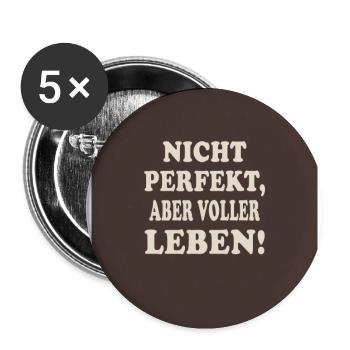 Nicht perfekt, aber voller Leben – Retro Poster - Buttons groß 56 mm (5er Pack) - Weiß - Vorne