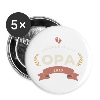 Befördert zum Opa 2027 – Abzeichen - Buttons groß 56 mm (5er Pack) - Weiß - Vorne