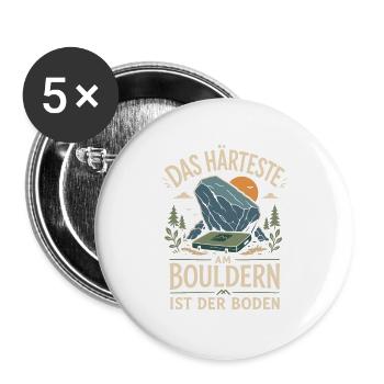 Härteste am Bouldern ist der Boden - Buttons groß 56 mm (5er Pack) - Weiß - Vorne