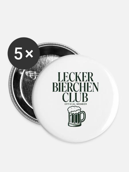 Lecker Bierchen Club - Buttons groß 56 mm (5er Pack) - Weiß
