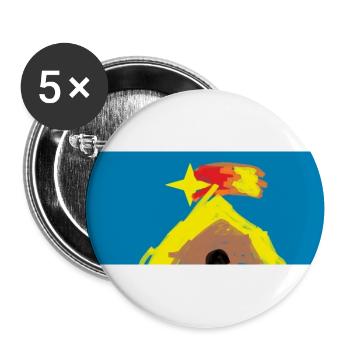 Hütte mit Kometenstern - Buttons groß 56 mm (5er Pack) - Weiß - Vorne