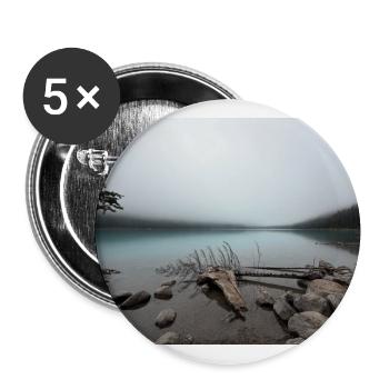 Nebliger Bergsee Waldlandschaft - Buttons groß 56 mm (5er Pack) - Weiß - Vorne