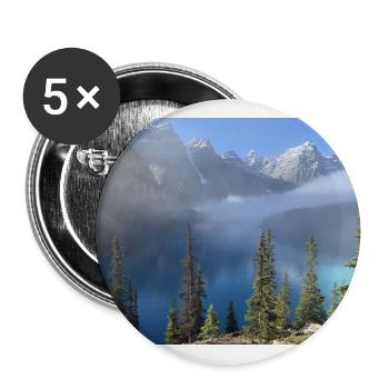 Bergsee im Nebelwald - Buttons groß 56 mm (5er Pack) - Weiß - Vorne