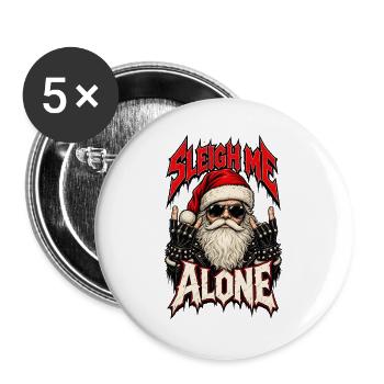 Sleh Me Alone, Santa Rock - Buttons groß 56 mm (5er Pack) - Weiß - Vorne