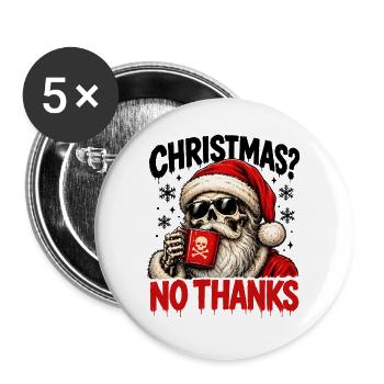 Skull Santa Nein danke - Buttons groß 56 mm (5er Pack) - Weiß - Vorne