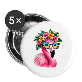 Niedlicher Flamingo Süße Flamingos - Buttons groß 56 mm (5er Pack) - Weiß - Vorne