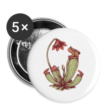 Karnivoren Pitcherpflanze - Botanische Kunst - Buttons groß 56 mm (5er Pack) - Weiß - Vorne