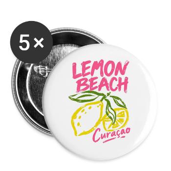 Lemon Beach Curacao - Buttons groß 56 mm (5er Pack) - Weiß - Vorne