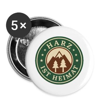 Harz ist Heimat Wandern - Buttons groß 56 mm (5er Pack) - Weiß - Vorne