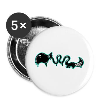 1200 Dino Monster - Buttons groß 56 mm (5er Pack) - Weiß - Vorne