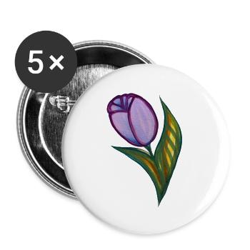 Aquarell Tulip in Lila und Grün - Buttons groß 56 mm (5er Pack) - Weiß - Vorne