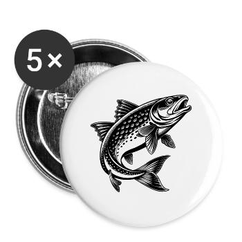 Bachforellen-Springen - Buttons groß 56 mm (5er Pack) - Weiß - Vorne