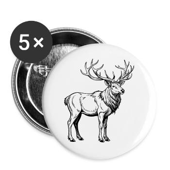 Elchhorn - Buttons groß 56 mm (5er Pack) - Weiß - Vorne