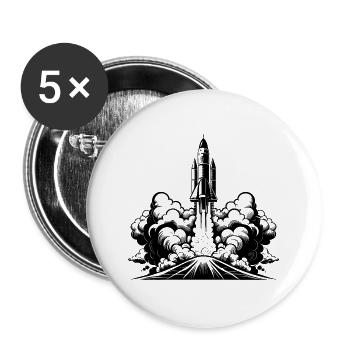 Raketenstart - Buttons groß 56 mm (5er Pack) - Weiß - Vorne