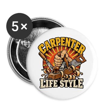 Lebensstil als Zimmermann - Buttons groß 56 mm (5er Pack) - Weiß - Vorne