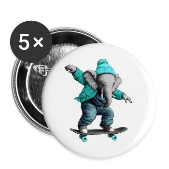 Elefant Freestyle - Buttons groß 56 mm (5er Pack) - Weiß - Vorne