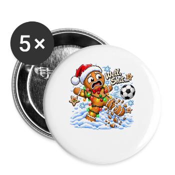 Well Shit Gingerbread Soccer Player Christmas - Buttons groß 56 mm (5er Pack) - Weiß - Vorne