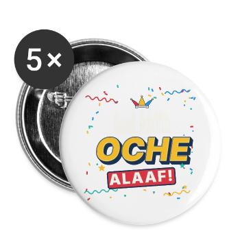 Oche Alaaf Retro Aachen Karneval Skyline Konfetti - Buttons groß 56 mm (5er Pack) - Weiß - Vorne