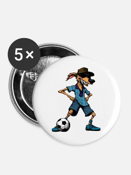 Australian Shepherd Fussball / Hund - Buttons groß 56 mm (5er Pack) - Weiß