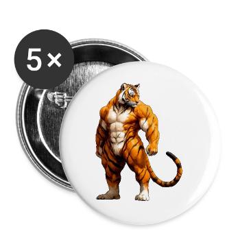 Tiger Fitness - Buttons groß 56 mm (5er Pack) - Weiß - Vorne